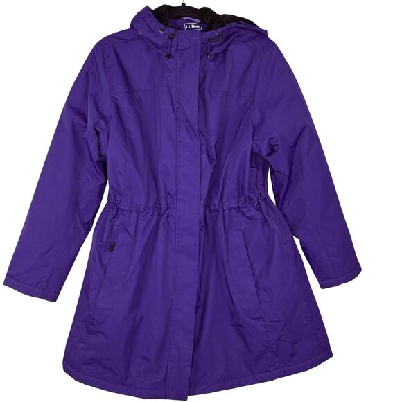 LL Bean Womens Winter Warmer Coat Anorak Fleece Lined Purple Size 1X - Picture 1 of 5